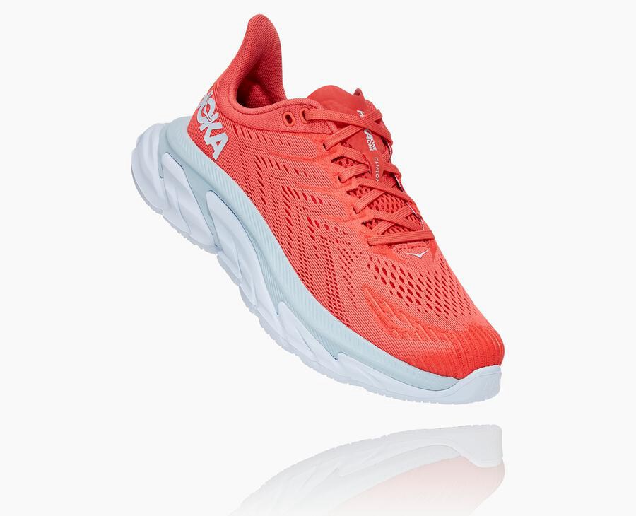 Tenis Hoka One One Feminino Vermelhas/Branco - Clifton Edge - 817-EXLUFJ